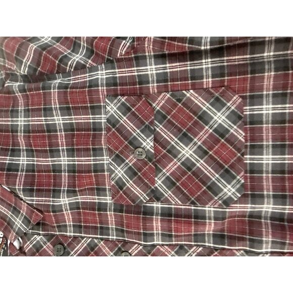 Vargo Mens Plaid Shirt Red Gray Flannel Button Up Casual Medium Western Travel - Picture 6 of 8